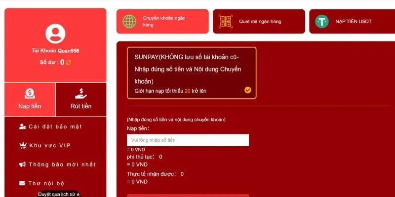  Hướng dẫn nạp tiền vào tài khoản DP568